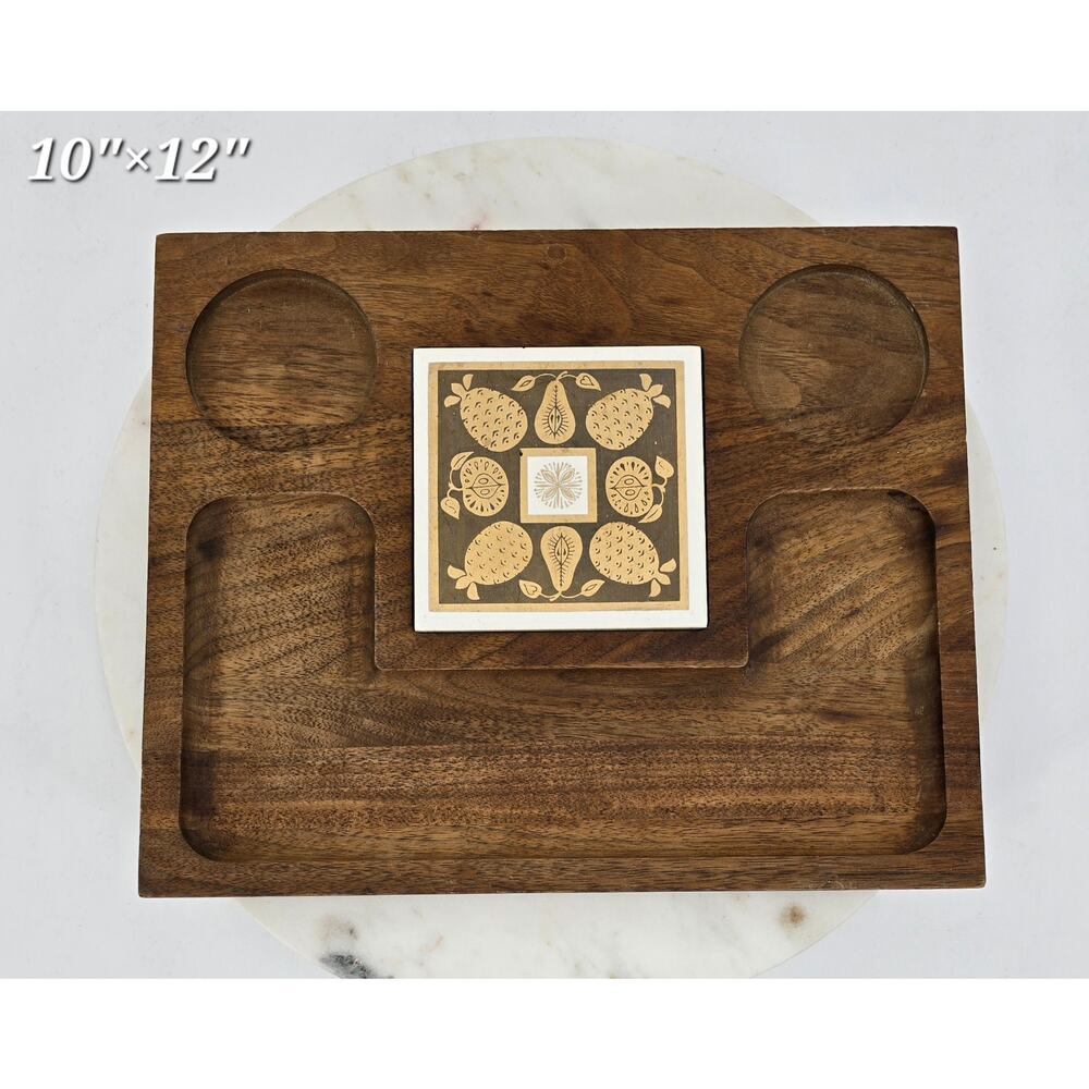 Vintage‎ Carved Wood Charcuterie & Snack Tray